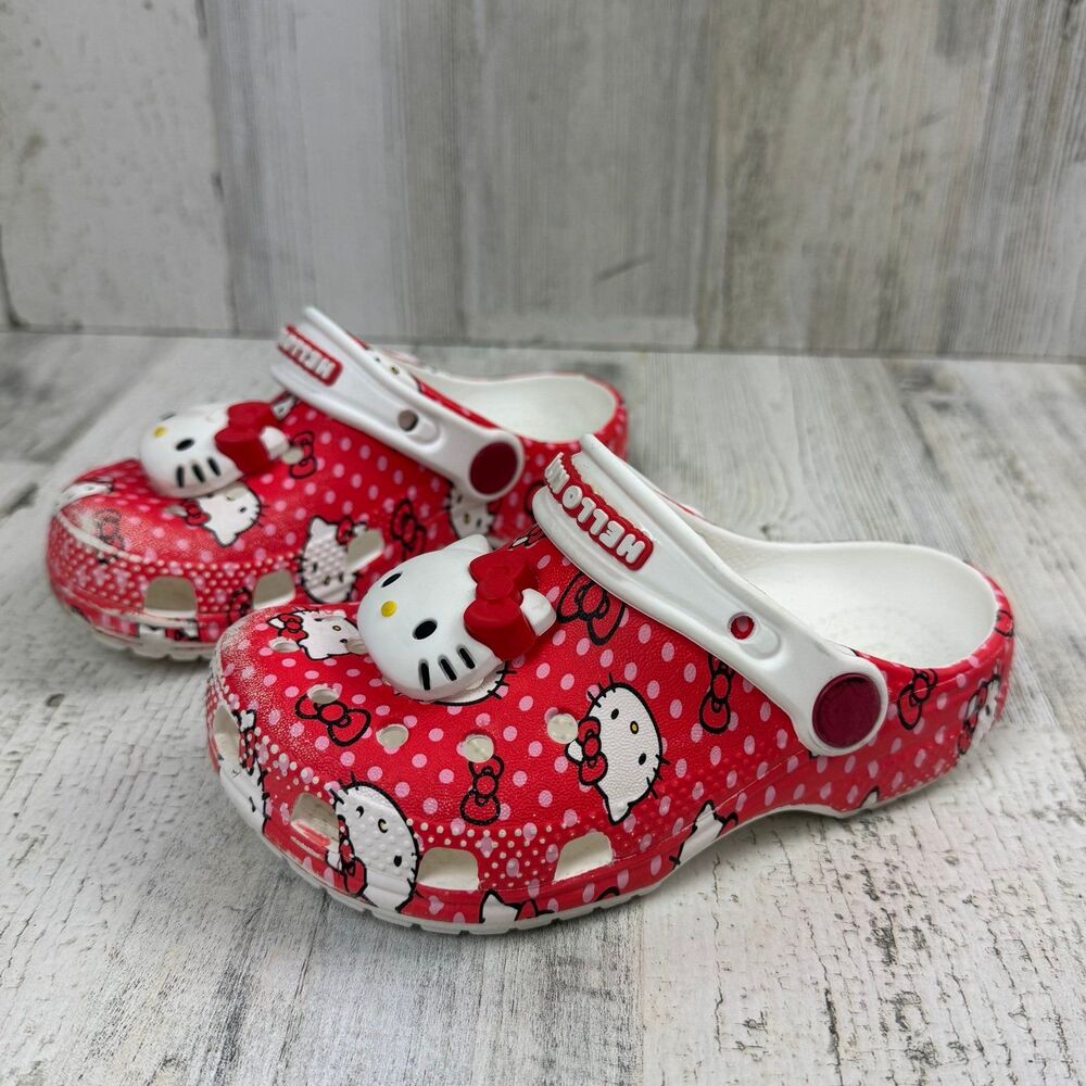 CROCS TODDLERS' HELLO KITTY (RED) CLASSIC CLOG SIZE C10 - Picture 6 of 8